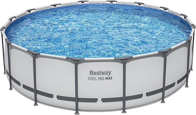 Bestway Steel Pro MAX 16 Foot x 48 Inch Round Metal Frame Above Ground Outdoor Swimming Pool Set with 1,000 Filter Pump, Ladder, and Cover
