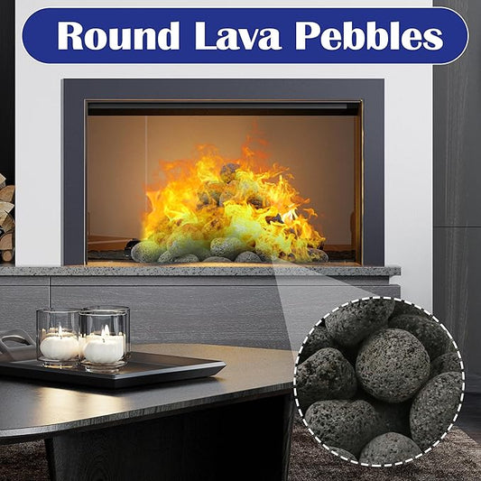 Sunnyglade 10LBS Black Lava Rocks for Fire Pit 1-2 inch Gas Fireplace Rocks, Black Lava Pebbles for Propane Fire Pit, Decorative Volcanic Stone for Outdoor & Indoor Gas Fireplace (10, Pounds)