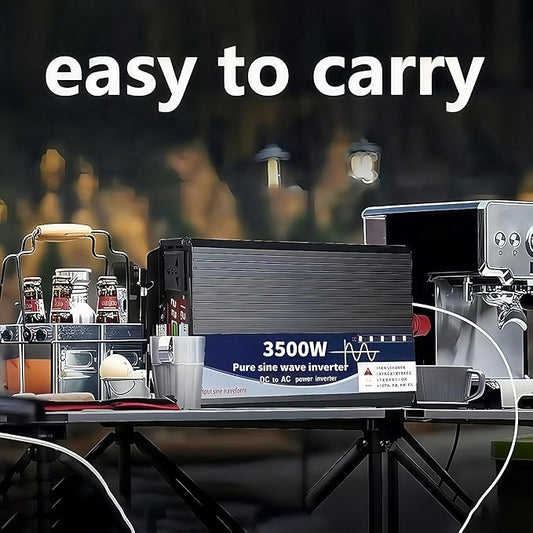 3500 Watt Power Inverter 12V DC to 110V AC Converter, RV Inverter, LED Display with 2 AC Outlets Dual Fans Radiating, for RV, Camp and Home, Electric Tool Pure Sine Wave Inverter (110V, 3500W 12V)