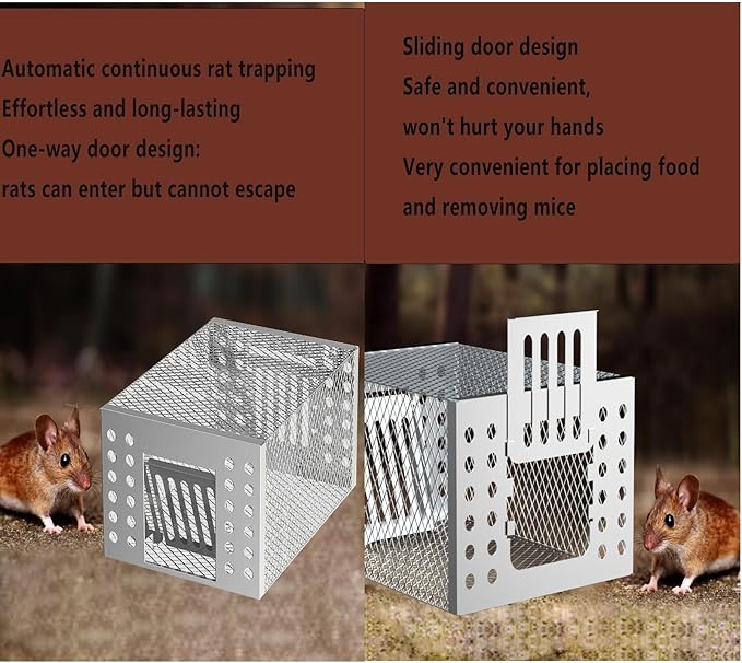 2026 Upgraded Stainless Steel Automatic Mouse Trap, Easy Setup for Indoor and Outdoor Use, Humane No-Kill Live Trap with One-Way Door, Catch & Release for Mice and Rodents (3)