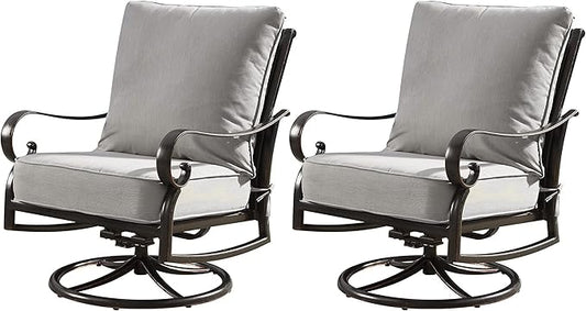 Oakland Living Aluminum Outdoor Swivel Club Finish with Thick Grey Polyester Cushions (Set of 2) Deep Seating Rocking Chairs, Antique Copper (AZRICA-2CHAIR-AC)