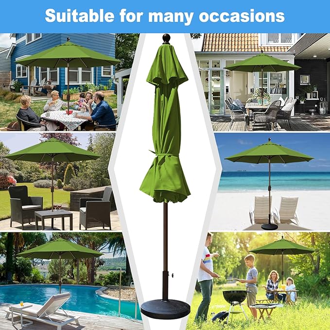 Eurmax USA 10-Year-Non-Fading 10Ft Market Umbrella Outdoor Patio Umbrella Table Umbrella with 8 Ribs,Hand Crank and Ventilation (Ginkgo)
