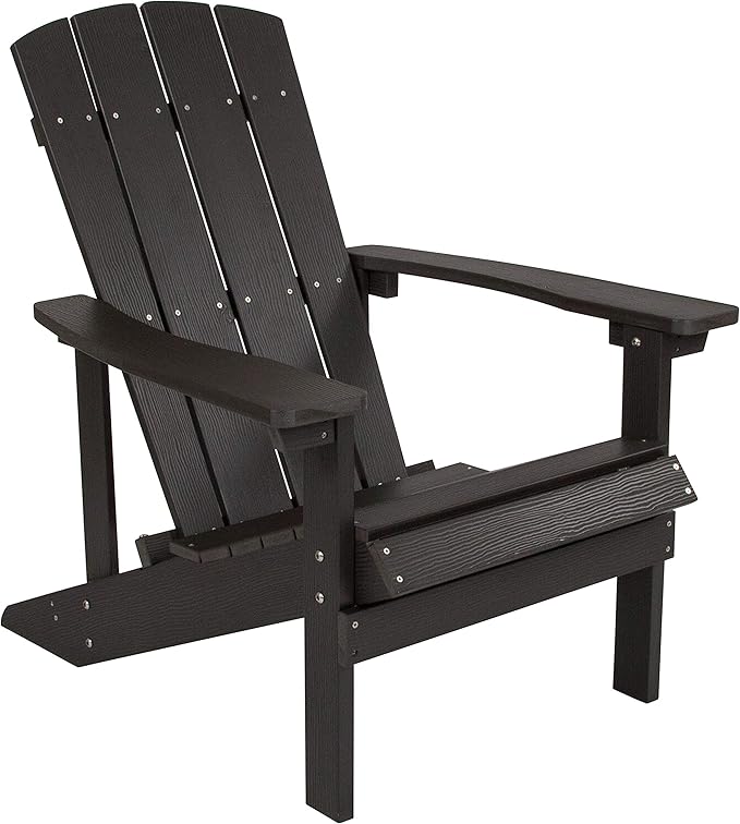 EMMA + OLIVER Campfire Set - Two Slate Poly Resin Adirondack Chairs - 29" Star and Moon Fire Pit with Mesh Cover - Weather Resistant - Wood Burning Fire Pit