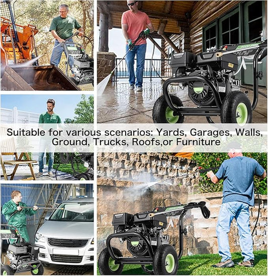 4200PSI Gas Pressure Washer 4.0GPM Gas Power Washer Gas Powered Washing Machine Commercial High Pressure Washer with 25ft Hose&5 Spray Nozzles for Patio Garden Yard Vehicle,EPA/CARB/ETL (Black)