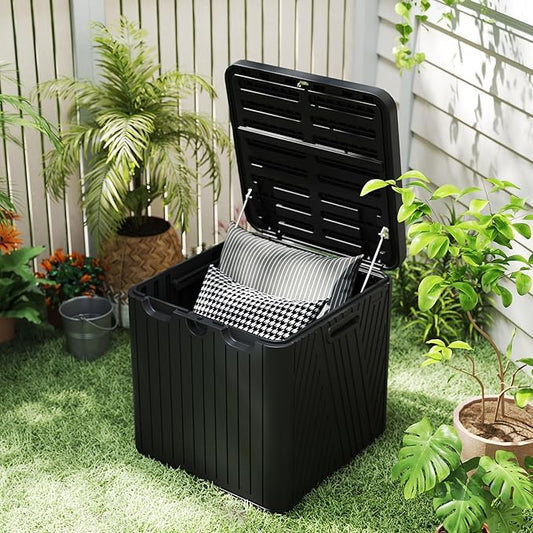 Kingdura 60 Gallon Outdoor Storage Box, Waterproof Resin Deck Box for Indoor and Outdoor Use, Lockable Storage Container for Patio Furniture Cushions Garden Tools (Black, 60 Gallon)