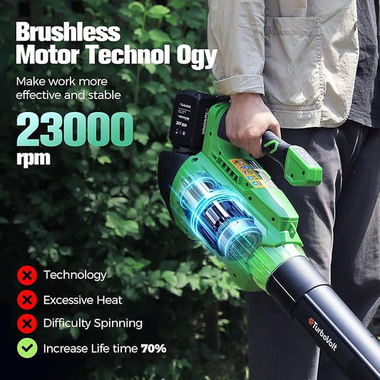 Cordless Leaf Blower with Battery and Charger 40V, 620CFM 150MPH Brushless Electric Motor, 2X5.0Ah Dual Batteries, 4-Speed & Turbo, 3 Nozzles, Lightweight for Lawn Care, Yard, Patio, Garage, Debris