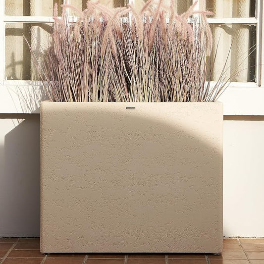 Tall Rectangular Composite ConcretePlanter(30Lx12Wx25H,66 Pounds),Durable All-Weather Use with Drainage Holes,Large Rectangular Planter for Outdoor Indoor Plants