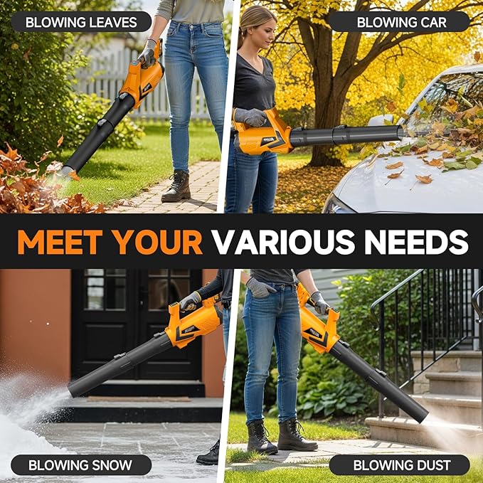 Alloyman 40V Battery Powered Leaf Blower Cordless with 2×2.0Ah Battery and Charger, 650CFM Brushless Handheld Blowers, 3 Speed+Turbo Mode Electric Leaf Blower for Lawn Care, Leaves, Dust, Snow