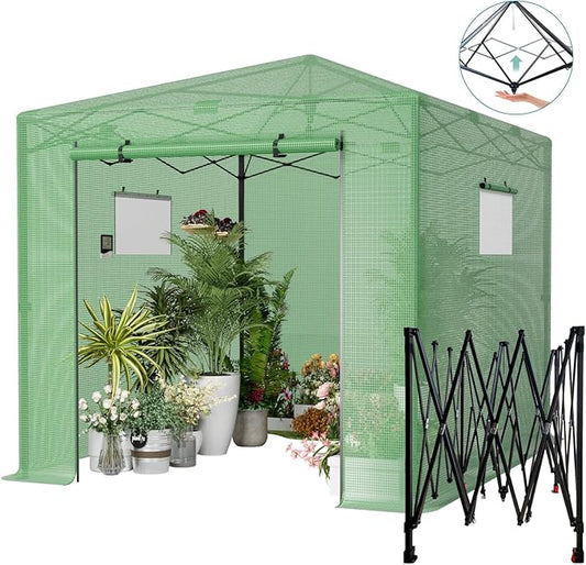 Pop Up Greenhouse, 8x12 FT Pop Up Green House for Outdoors, Portable Greenhouses, Walk-in Greenhouses, Popup Greenhouse Kit, Easy Set Up