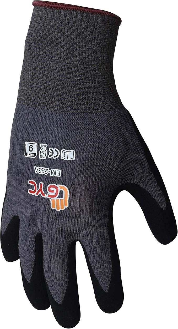GYC Gloves, Sanitized, DIY Gardening, Food Contact ECO Micro Finish Safety Work Gloves - 10 Pairs Pack - General Work Glove, Comfortable Grip, Anti-Slip (EM-223A / SIZE 8 - Medium)