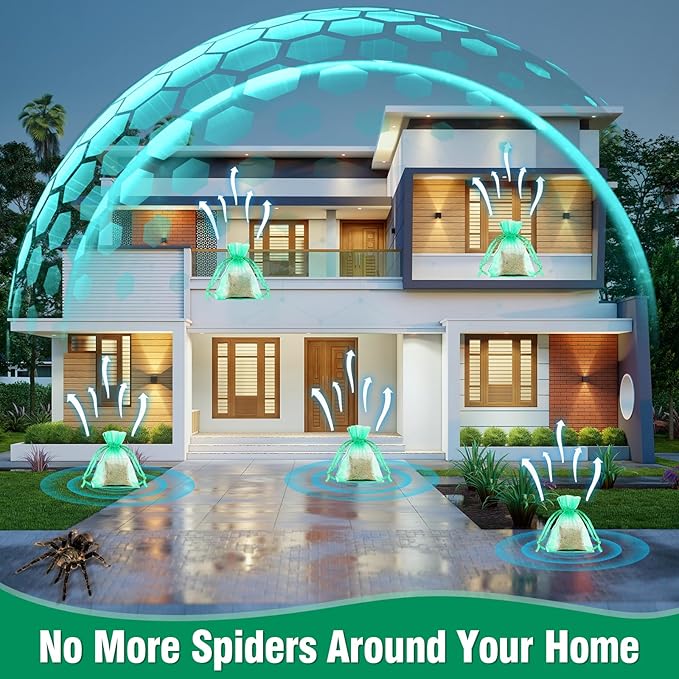 Spider Repellent for Indoor, 24 Pcs Natural Peppermint Oil Spider Deterrent Pouches Spiders Roach Ant Away, Pest Control Spider Repellant Solution for House Garage Patio Attic, Family & Pet Safe