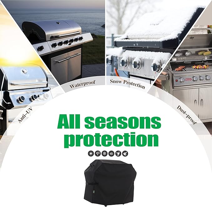 F&J Outdoors Waterproof Anti-UV 3-4-5-6 Burner (+1 Side Burner) Gas BBQ Grill Cover, 63Wx27Dx47H in
