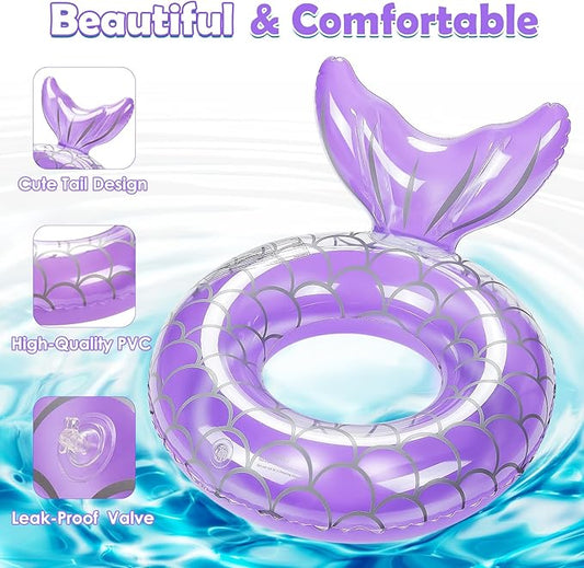 HeySplash Pool Floats Kids, Inflatable Swimming Ring Swim Tube Floaties, Summer Water Fun Beach Party Swimming Pool Toys for Kids Children Water Activities