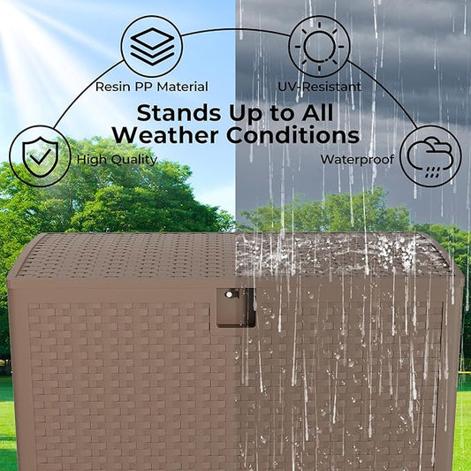 120 Gallon Outdoor Storage Box, Lockable Resin Deck Box Indoor and Outdoor Use, Waterproof Patio Deck Storage Box For Package Delivery, Furniture Cushions, Garden Tools, Pool Accessories