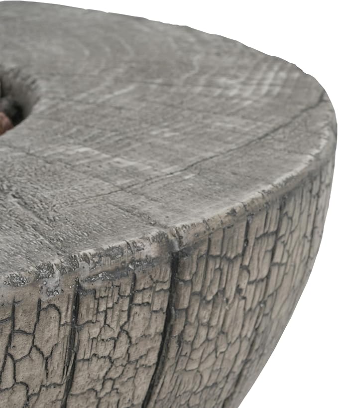 Propane Fire Pit Table, 28" MGO Firepits for Outside, Round Gas Fire Pit for Outside Patio, Propane Fire Table with Rocks and Weather Protection Cover, Not Tank Cover, 30,000BTU, Light Gray