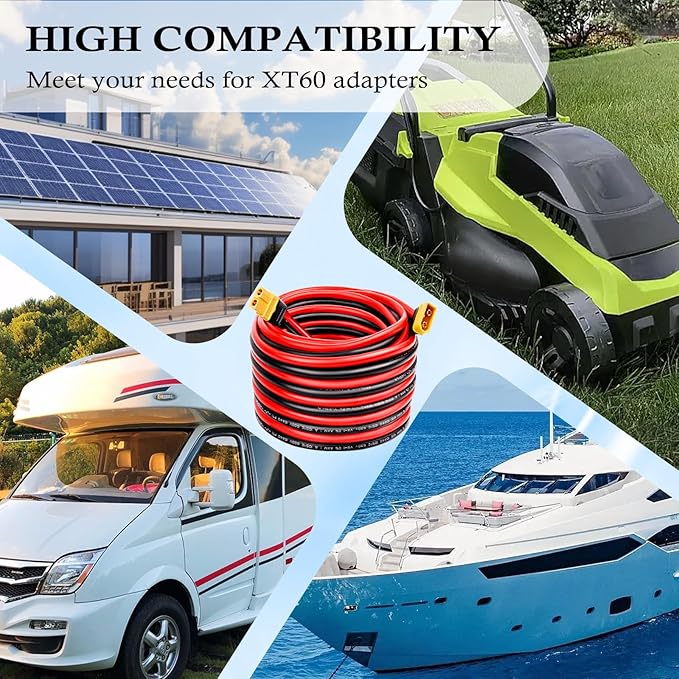 75FT XT60 Extension Cable - 10AWG with Male to Female Connector for Portable Power Station, Solar Panel, RC Battery