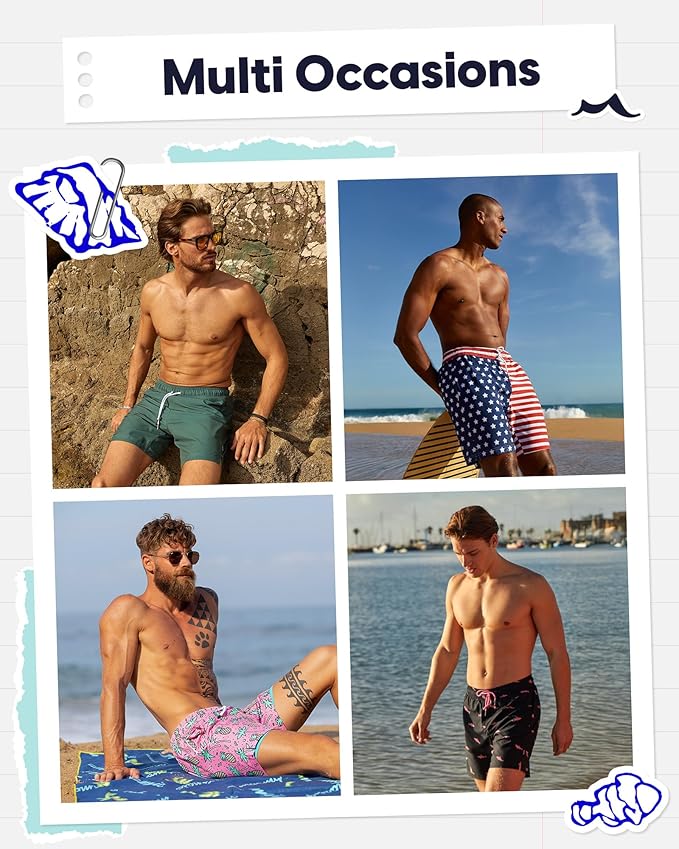 maamgic 2 in 1 Mens Swim Trunks 7 Inch Swim Shorts Swim Suits Board Shorts