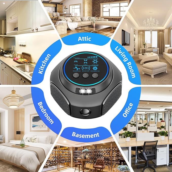 2026 New Ultrasonic Mouse Repellent Plug in Pest Repeller Indoor Control for Rodent Mouse Rat Mice Squirrel 3 IN1 Electronic Repellent Devices Covers Up to 4000 Sq.Ft for House, Kitchen, Garage, Attic
