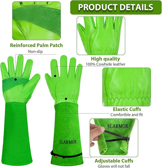 Long Gardening-Gloves Women/Men-Thorn proof Rose Pruning Heavy Duty Gauntlet, Best Garden Gifts for Gardener-M