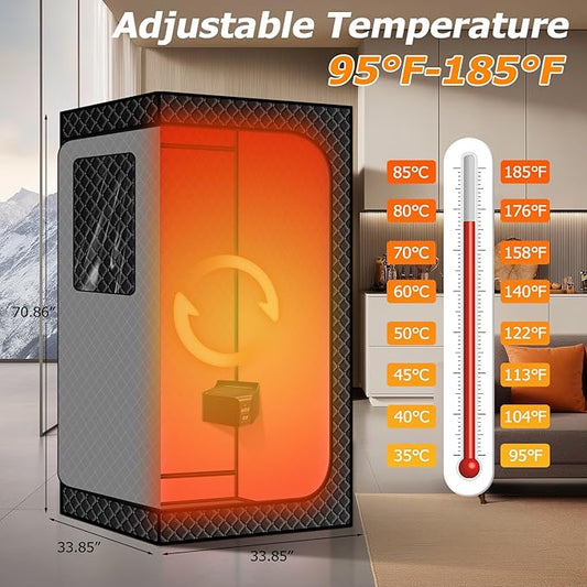 Upgraded Hot Air Sauna, Portable Dry Wind Saunas with 660nm Red Light Lamp, Time & 175℉ Temperature Remote Control, Upgraded Comfortable Chair