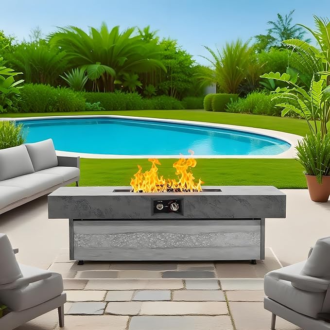 48"×24" Tabletop Propane Fire Pits,50000BTU Outdoor Firepit Table Suitable for Outdoor, Patio, Balcony,Three Height Adjust