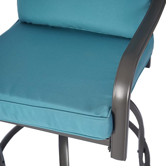 Kozyard Isabella Outdoor Patio High Swivel Bar Stools/Chairs,Counter Height Tall Patio Swivel Chairs, for Bistro Set for 2, Backyard, Cafes, Bistro, Restaurants and Chic Bars (Aqua)