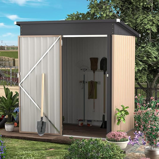 U-MAX 5' x 3' Outdoor Metal Storage Shed, Steel Garden Shed with Single Lockable Door, Tool Storage Shed for Backyard, Patio, Lawn