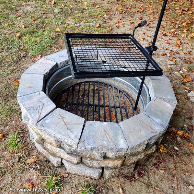 TITAN GREAT OUTDOORS Ash & Ember Round 36in Fire Pit Grate, Heavy Duty 1/2in Steel Elevated Log Wood Pit Grate, Burning Fireplace and Firepits