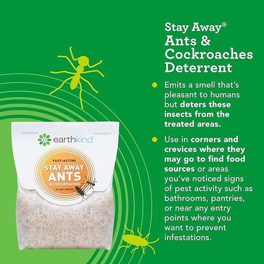 EarthKind Stay Away Ants & Cockroaches Deterrent Pouches - Easy-to-Use, Botanical Pest Control - for Kitchen, Pantry, Countertops & Food Spaces - 6-Pack with Extended Release Pouch Pod