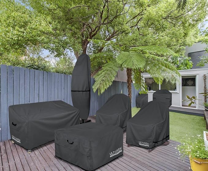ULTCOVER Patio Fire Pit Table Cover Square 50 inch Outdoor Waterproof Fire Bowl Cover, Black