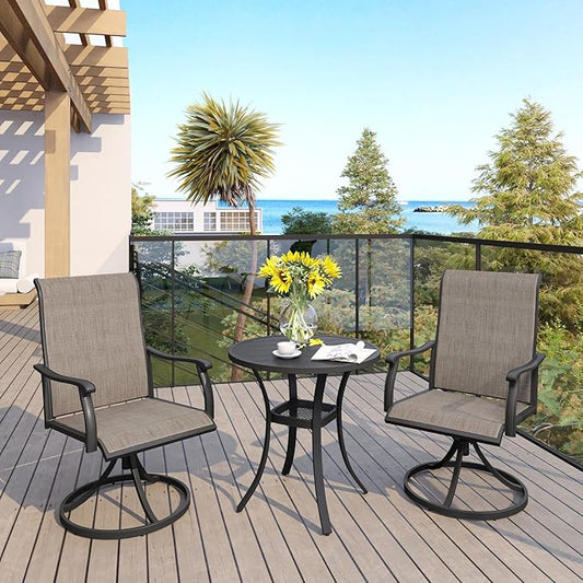 VICLLAX 27.5" Outdoor Round Patio Table for Lawn Garden, All Weather Metal Round Patio Dining Table with Storage Shelf, 2 Person Small Patio Table, Black Tabletop