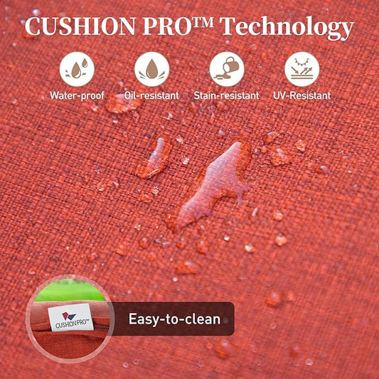7 Piece Metal Outdoor Patio Furniture Sets, Patio Conversation Sets 1 3-Seater Sofa, 2 Fixed Chair, 2 Rocking Chair, 2 Ottomans with 5.75" Thick Cushion, Black Backyard Furniture, Red