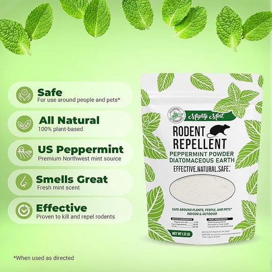 Mighty Mint Rodent Repellent Pest Control, Diatomaceous Earth Peppermint Pest Powder, 1 lb