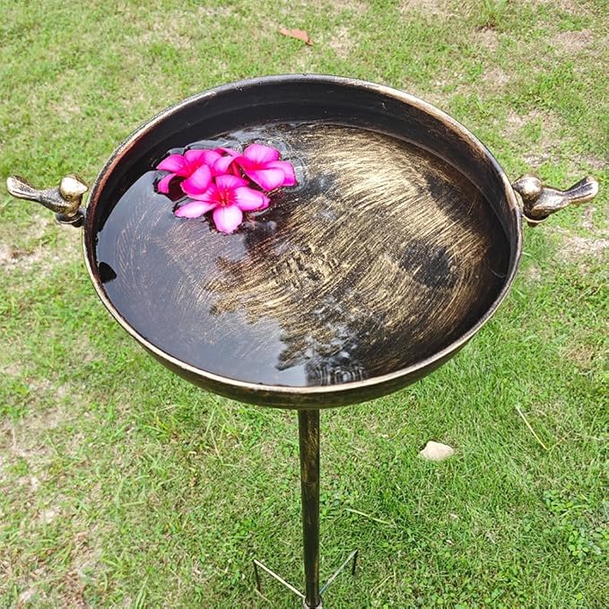 HJHHARTSPACE Bird Baths for Outdoor, 40 Inch High Vintage Metal Bird Bath with Cast Iron Bird Statues FreestandingBird Baths Birdfeeder Bowl for Outdoors Tray Patio Yard Lawn Decor