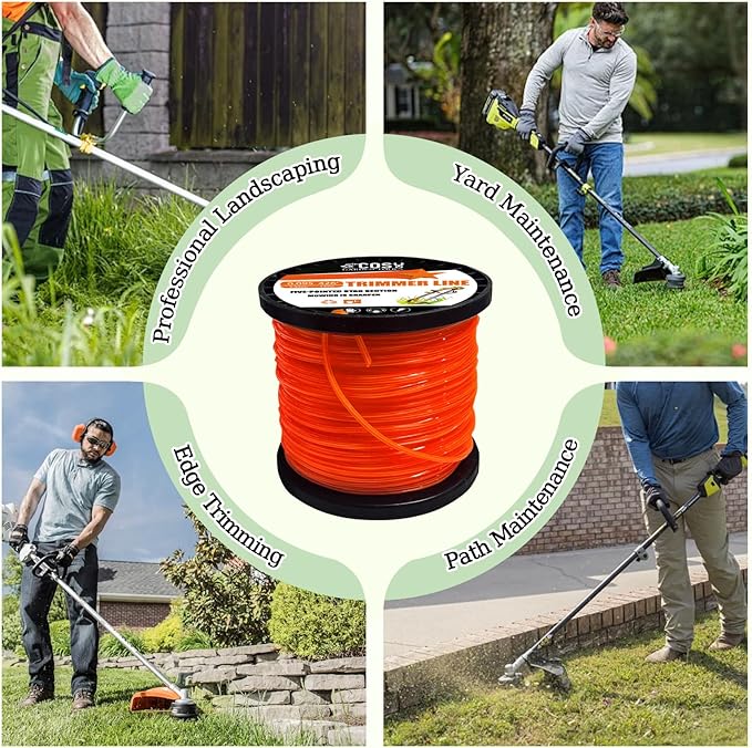 COSY GARDEN TOOLS String Trimmer Line, Commercial Grade Orange Pentagon Weed Eater String, Premium Nylon Universal 0.080" Diameter x 1LB, by 525 Foot