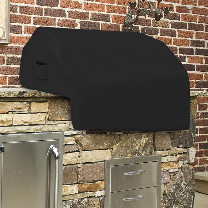 Covers & All Built-in Outdoor Grill Cover, Durable 12 Oz Waterproof Cover Max Material with Air Pocket & Elastic for Snug Fit (32" W x 26" D x 24" H Inches, Black)