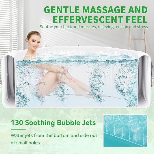 4-6 Person Inflatable Hot Tub, Polygon Portable Blow Up Hot Tub, Leak-Proof PVC Outdoor Spa with 130 Strong Air Jets, Heater Pump and Insulated Cover, 77” X 77”X 25”