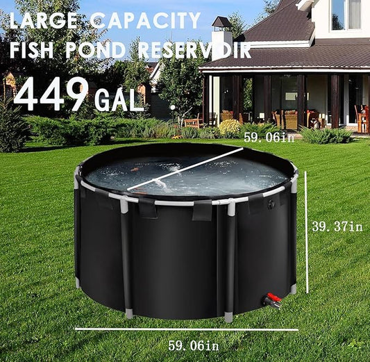 Above Ground Pond,Canvas Fish Pond Pool,Round Thickening Koi Pond Tank,PVC Fish Pond,Pool Above Ground with Durable Framed,for Fish Farming Aquatic Products Breeding Pond 59x39in/449Gal