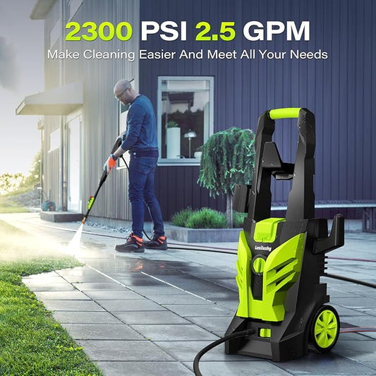 Pressure Washer, Power Washer with 4 Nozzles and Foam Cannon, High Pressure Cleaning Machine for Cars, Driveways, Fences, Patios, Home Cleaning, Green