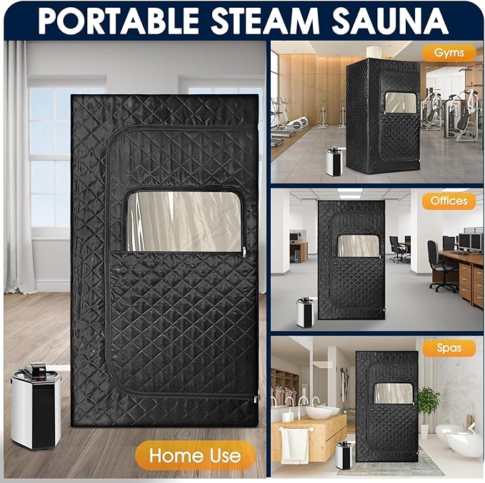 Portable Sauna, Personal Sauna for Home,Steam Sauna,Sauna Box Sauna Tent with 3L Steamer, UV Atomization, Cycling Timer and 9 Levels,72''X36''X36''- Black