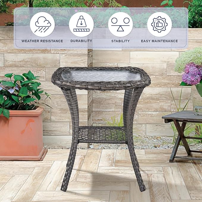 Swivel Patio Chairs sofa Set of 7 with 6" Thick Cushion - Wicker Outdoor Swivel Rocker Patio Chair ,Sofa/Glass coffee table, High Back Comfortable Outdoor Glider Chairs - Brown Wicker Beige Cushions