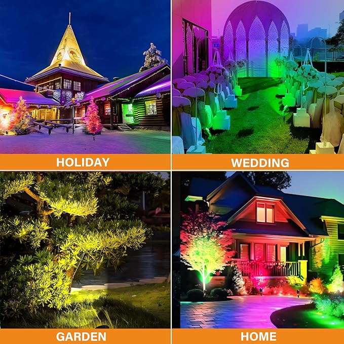 AGDJASA Low Voltage RGBW LED Landscape Lights Spot Lights Outdoor for Yard Garden Decor Spotlight, 12V-24V Low Voltage Landscape Lighting with 16 Color Changing and Remote IP68 Waterproof (6)