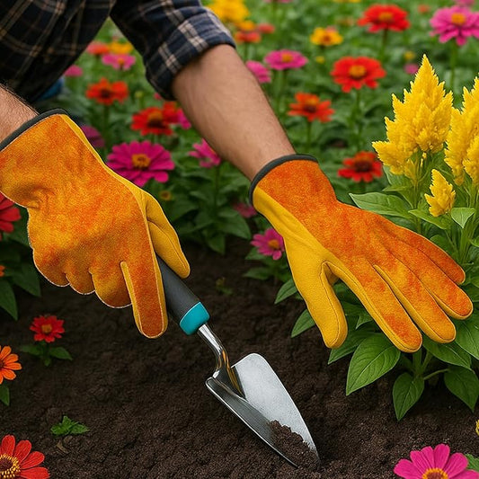 Leather Work Garden Gloves for Men & Women,Safety Work Gloves for Gardening, Welding, Construction, Farm, Ranch, etc. Thorn Proof , Planting,Heavy Duty,Roses Pruning Gardening Working Gloves, Gifts M