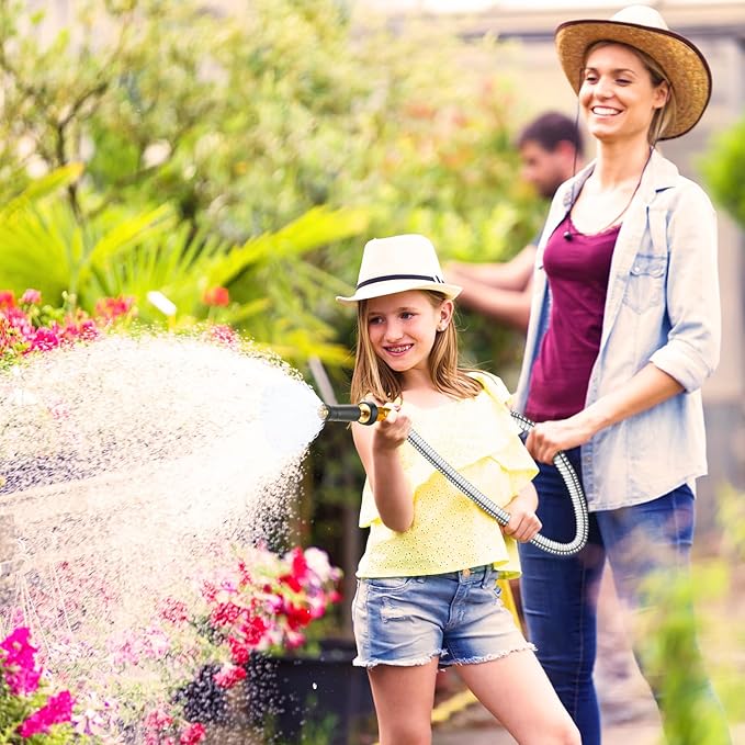 Garden Hose 15 FT, 304 Stainless Steel Metal Water Hose, Heavy Duty Flexible Leader Hose, Short Water Hose Kink Free Hose for Rv, Outdoor, Yard, No Bite, Leak proof and Durable