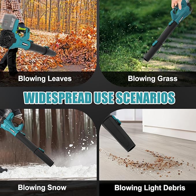 Leaf Blower Cordless 6 Speed Mode, 650CFM 290MPH Cordless Leaf Blowers with 2 X 4.0ah Batteries and Charger, 21V Electric Snow Blower, Gift Lawn Blower for Patio Cleaning, Lawn Care, Blowing Leaves