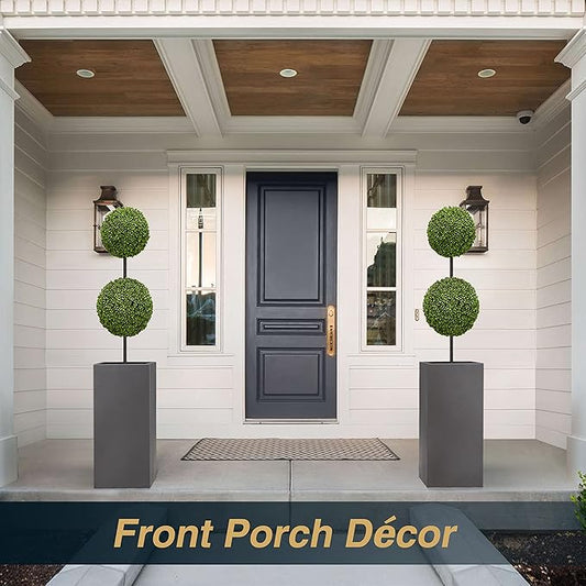Wallowa Metallic Heavy Tall Outdoor/Indoor Planter Box, Rectangular, 14Lx14Wx30H Inches, 25LBS/PC, Dark Gray, No Assembly Required and Seamless, Set of 2