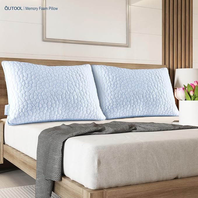 QUTOOL Enhanced Cooling Gel Pillow King Size 1 Pack, CertiPUR-US Shredded Memory Foam Pillows for Hot Sleepers, Support Yet Soft Adjustable Bed Pillow for Side, Back, Stomach Sleepers, Home Gifts
