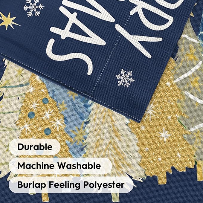 AVOIN colorlife Merry Christmas House Flag 28x40 Inch Double Sided Outside, Christmas Trees Winter Holiday Yard Outdoor Flag Blue