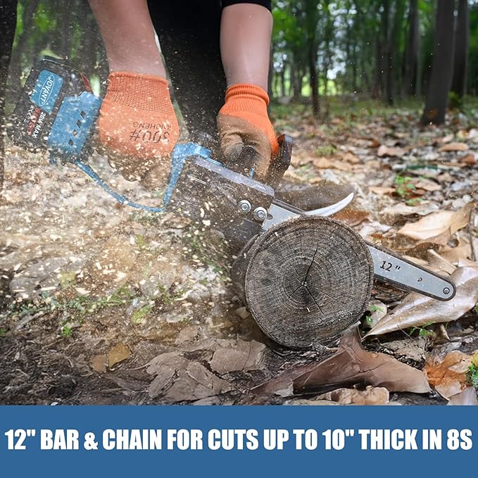JOVANT 12 Inch Electric Chainsaw Cordless, 20V Battery Powered Cordless Chain Saw, Chainsaw with 1 * 4.0Ah Battery and Charger for Wood Cutting, Tree Trimming and Branch Pruning