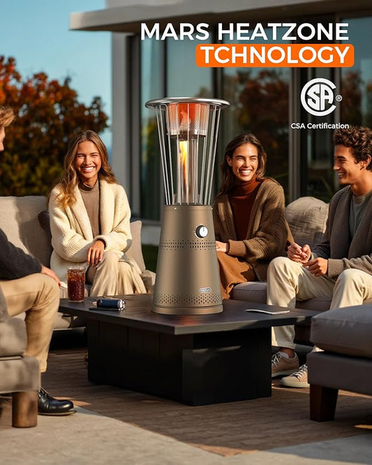 Tabletop Heater Patio Heater, 11,000 BTU Propane Patio Heater With Adjustable Heat for Commercial, Balcony & Porch, Quartz Glass Tube, Portable Small Heater For Outdoor Use, Bronze